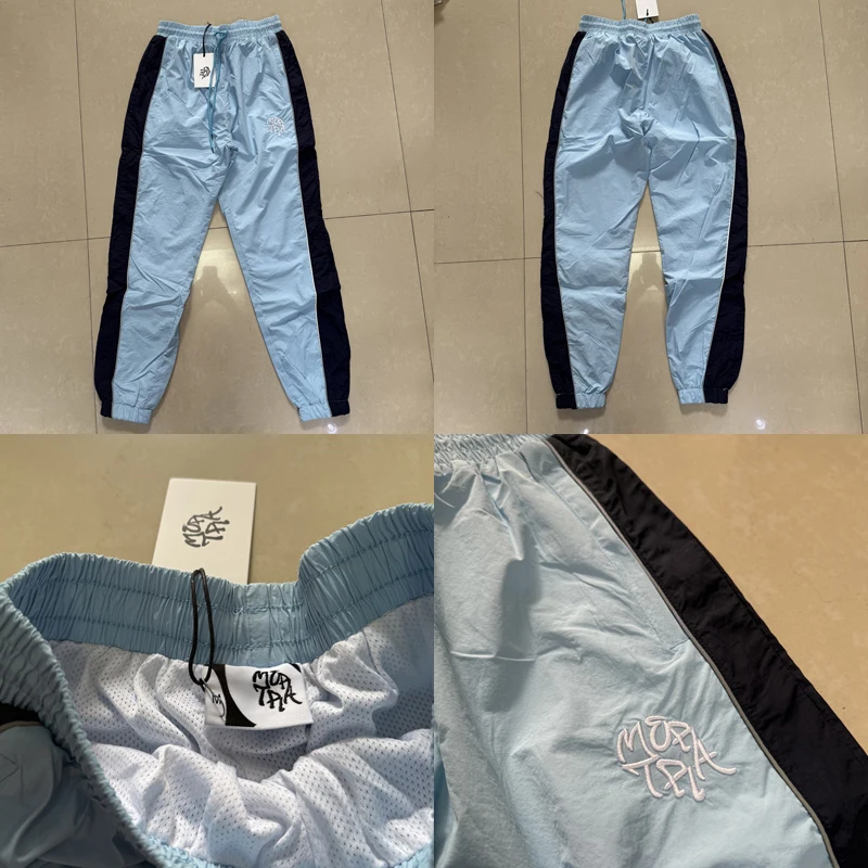 

Новые повседневные нейтральные высококачественные дышащие сетчатые удобные тонкие легкие брюки MERTRA с вышивкой и эластичной линией талии, спортивные штаны Mertra