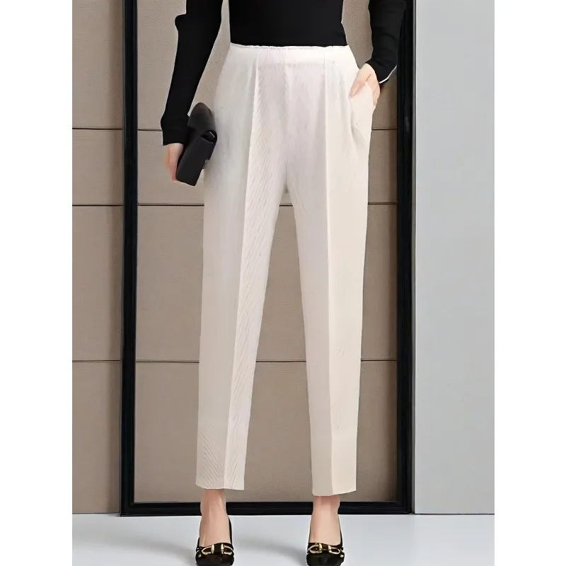 

Miyake Pleated Straight Pants Solid Color 2025 Fall New Fish Scale Pleated Casual Pants Commuter Fashion Pants Women Clothing