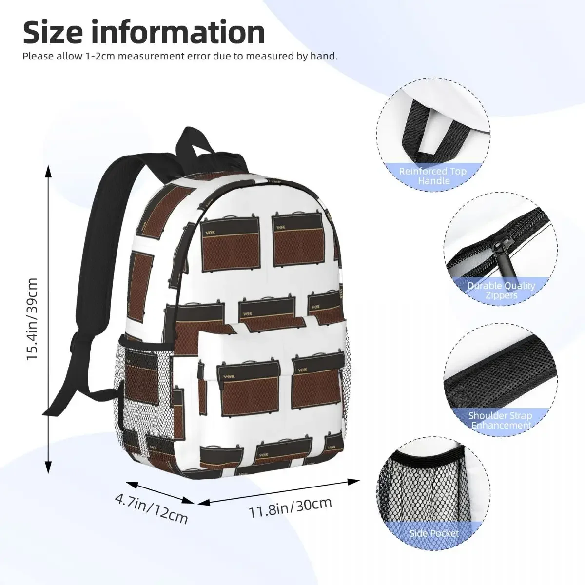 Vox AC30 Amplifier Backpacks Teenager Bookbag Casual Students School Bags Laptop Rucksack Shoulder Bag Large Capacity