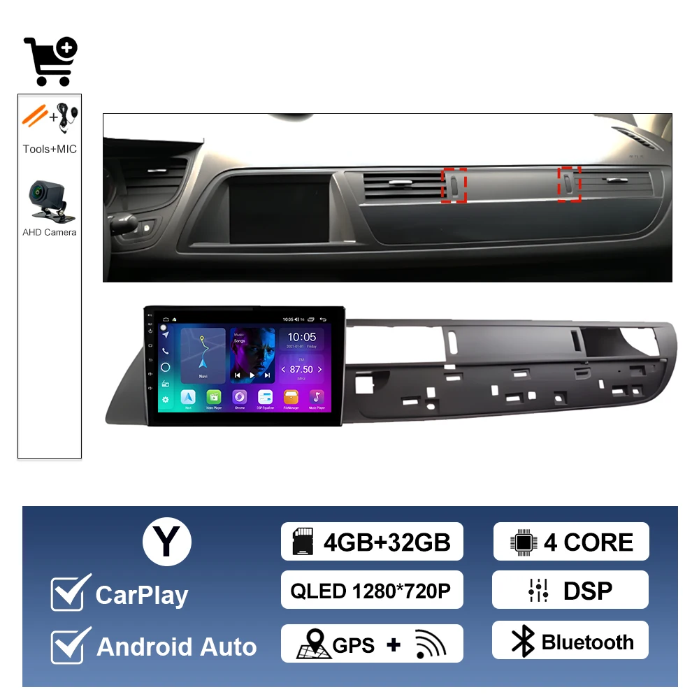 Draadloze Carplay Voor Citroen C5 2008 2009 2010-2016 Android AUTO Autoradio Multimedia Speler GPS Navigatie WIFI DSP Stereo BT
