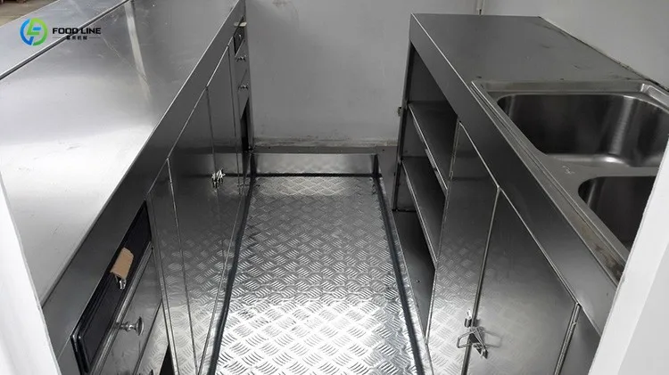 شاحنة طعام محمولة مستديرة بطول 3 أمتار، شاحنة تقديم الطعام المطبخ المتنقلة لشواء القهوة في الشوارع ومبيعات الوجبات الخفيفة