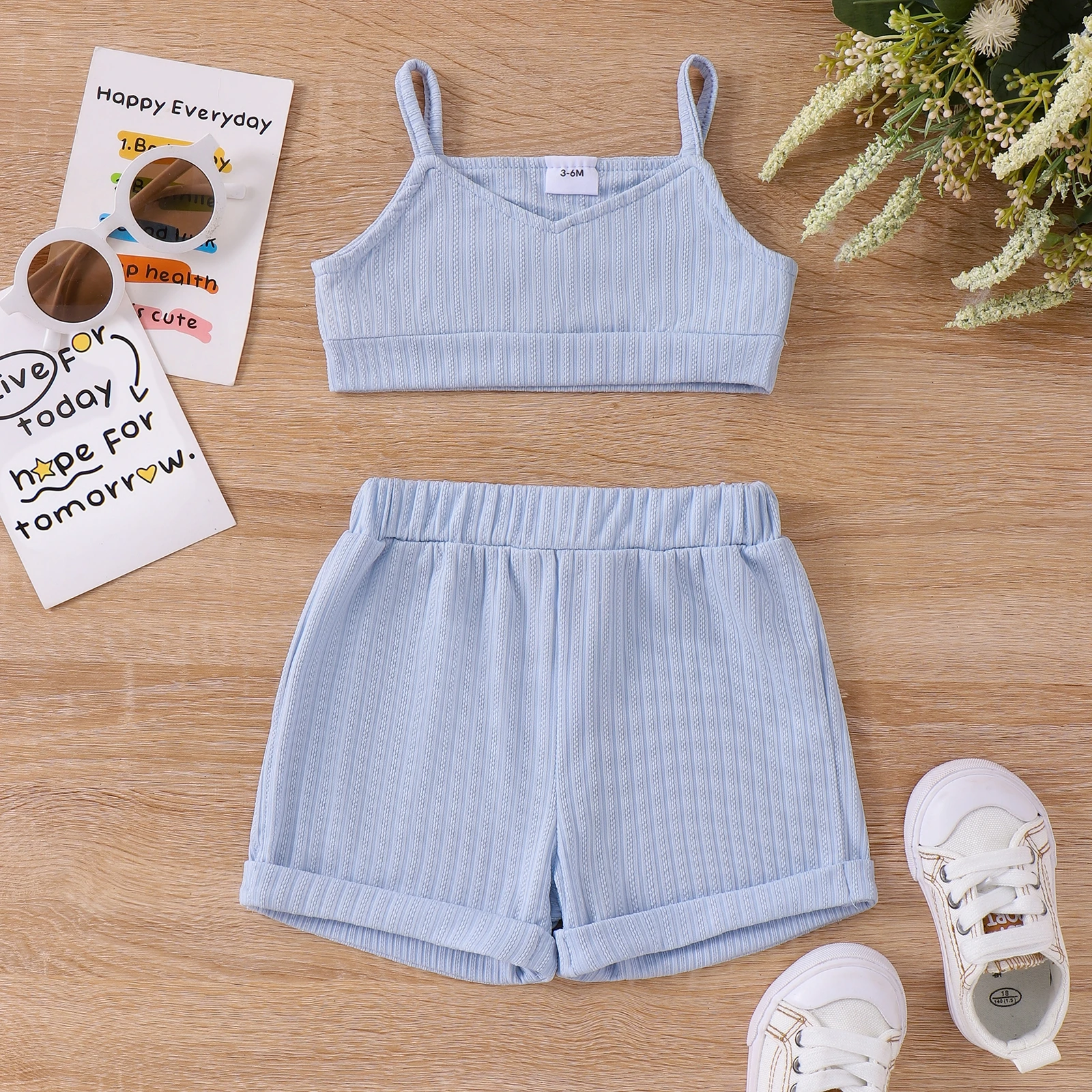 Infant Newborn Baby Girl Clothes Sets Sleeveless Crop Tops Shorts Outfits Summer Clothes