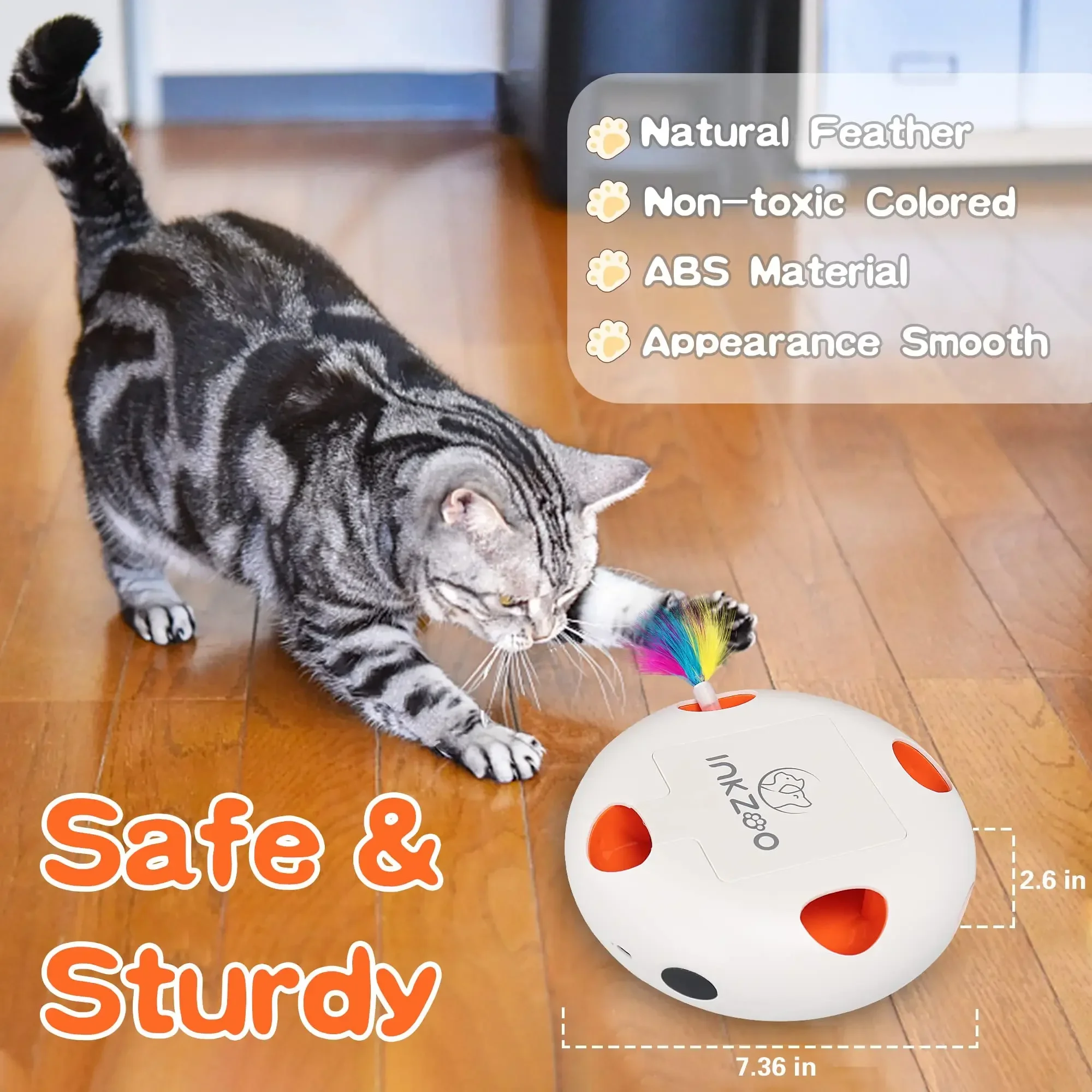 INKZOO Cat Toys, Interactive Cat Toys for Indoor Cats,  Smart Interactive Kitten Toy, Automatic 7 Holes Mice Whack-A-Mole