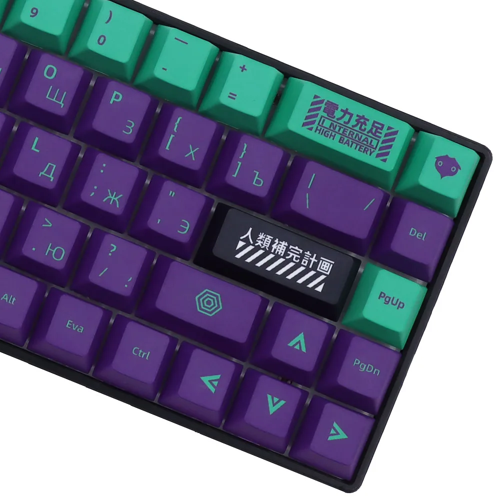 Russian/Korean/English language Eva 00 01 02 04 08 PBT Keycaps Cherry Profile PBT 한글 for ansi layout  Mechanical keyboard