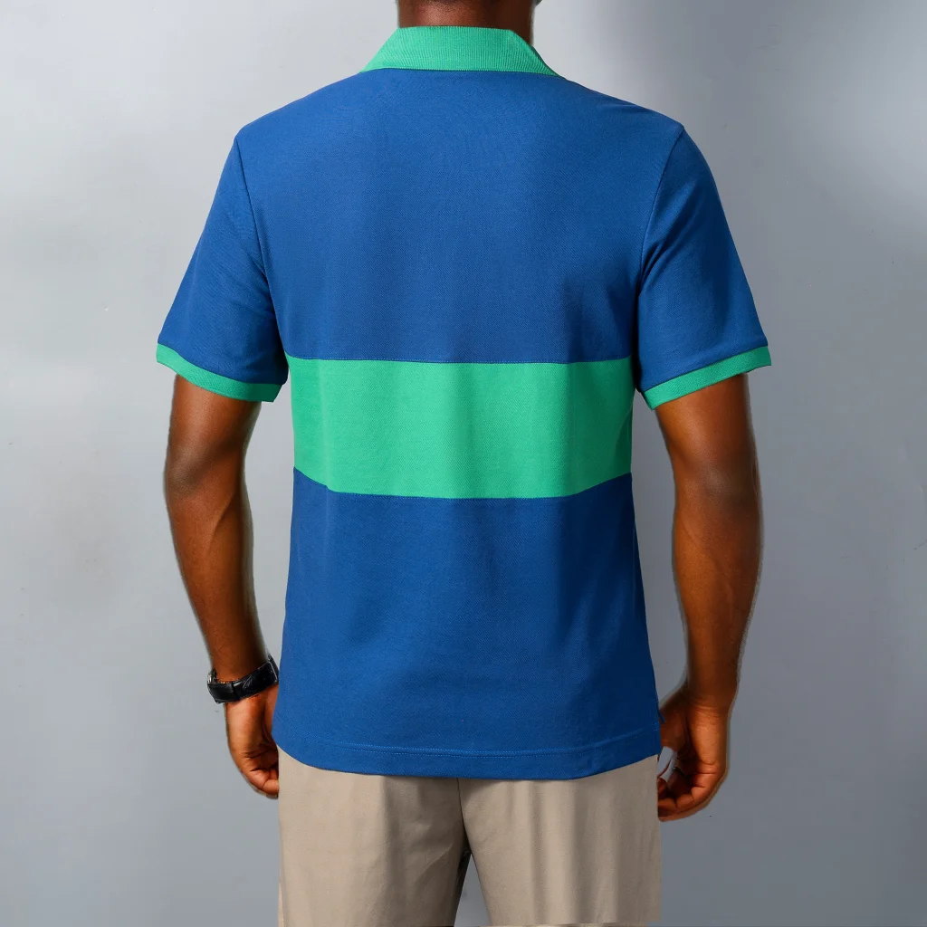 Men's Loose-Fitting Short-Sleeved Polo Shirt Original 'Rich Man' Embroidery Casual Color-Matching Cotton Christmas Valentine's