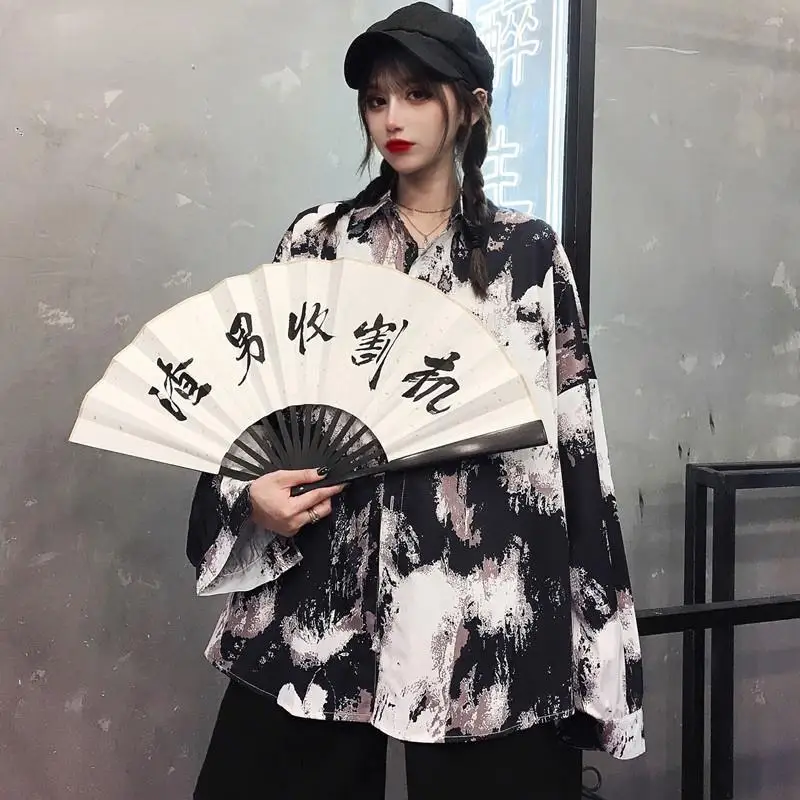 Blouses Women Harajuku Retro Printed Korean Sun-proof Leisure Summer New Girls Chic Tops All-match Stylish Ladies Streetwear Hot