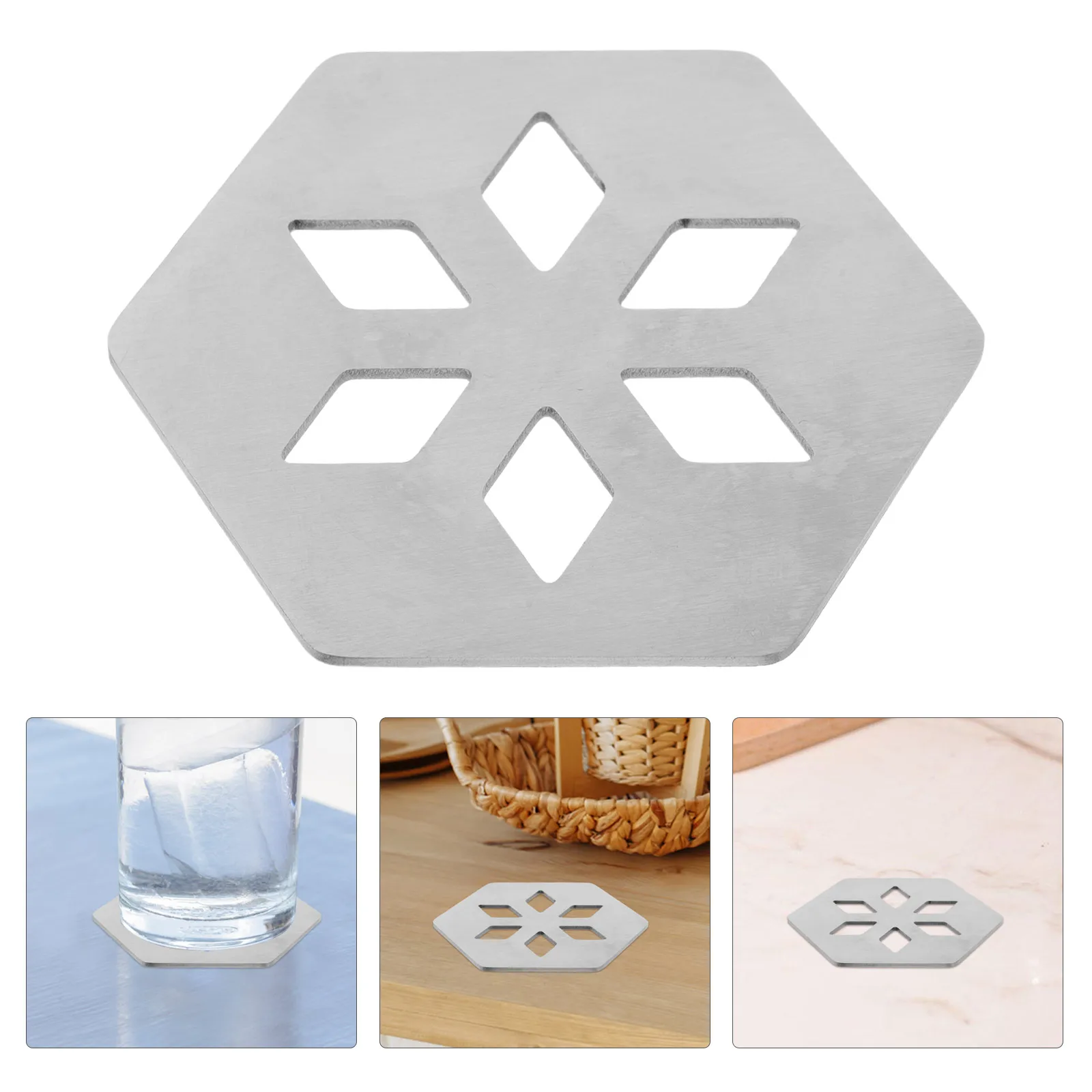 

Stainless Steel Coasters Hexagon Modern Heat Resistant Drink Coaster For Coffee Mugs Wine Glasses Bar Accessories Metal Cup