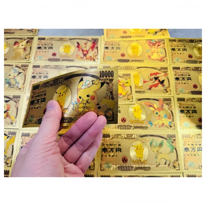 MINISO New 24 Types Hot Sale Japan Pokemon Banknote Anime Gold Banknote in 24k Gold Plated For Collection