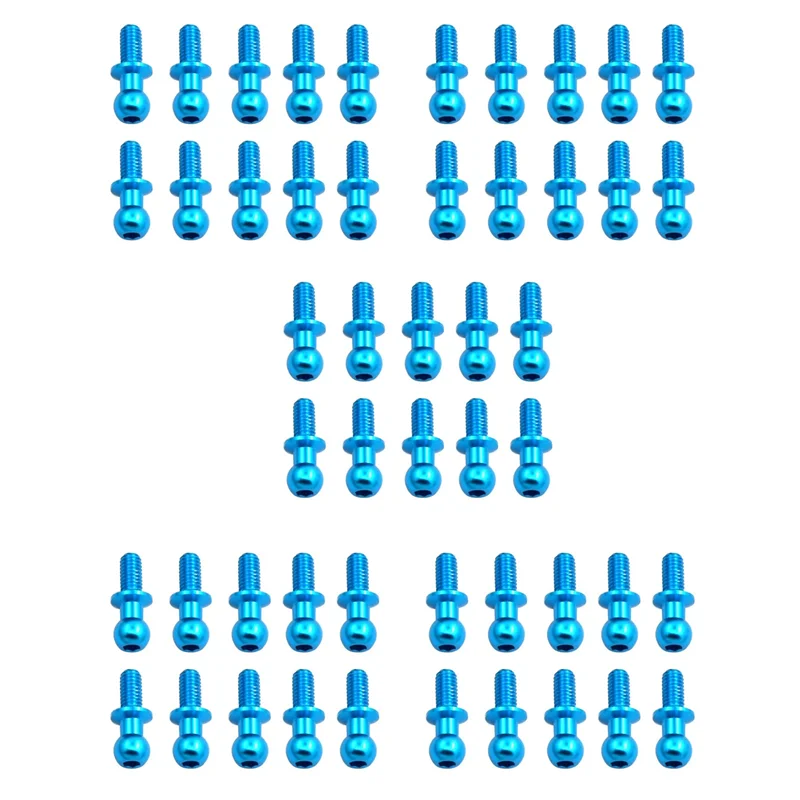 

AS96-50Pcs M3 Metal Hex Ball Head Screws For Tamiya TT01 TT02 Sakura D5 1/10 RC Drift Car Spare Parts Universal,Blue