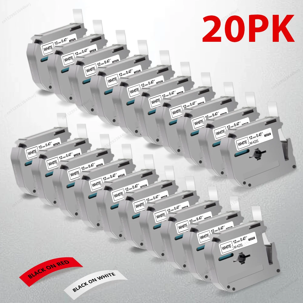 1~20PK M-K231 MK231 Compatible for Brother 12mm MK Label Tape MK-231 MK-131 MK-631 for Brother P-touch PT-70 PT-80  Label Maker