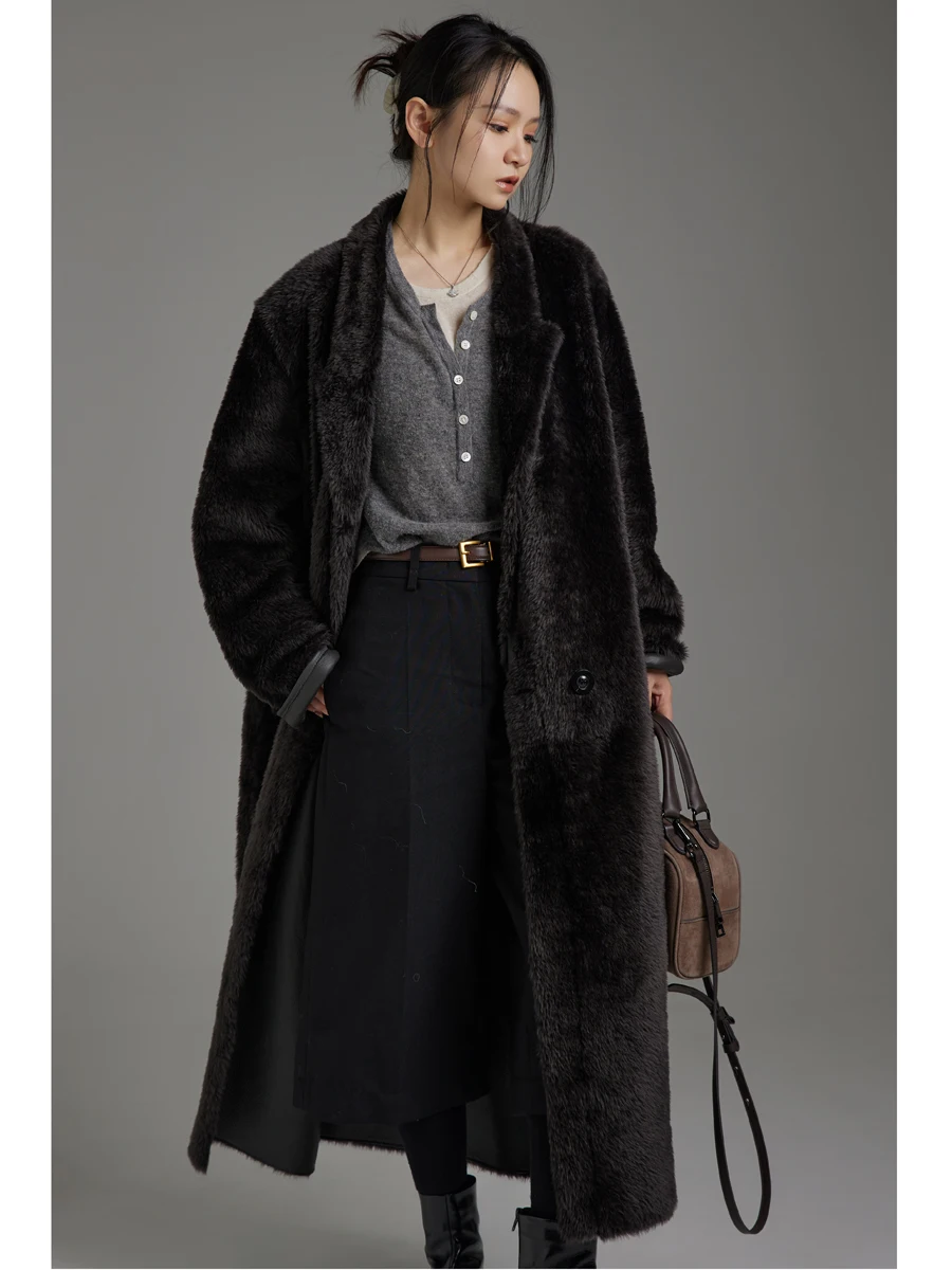 AYUNSUE 천연 양피 모피 코트 여성 진짜 가죽 자켓 럭셔리 의류 여성 겨울 롱 코트 2025 루즈 피트 Шуба Женская