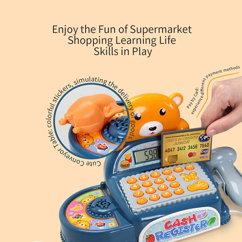 FiveStar – Machine caisse enregistreuse de Shopping en forme d'animaux mignons, compteurs électroniques éducatifs précoces, jouet sonore pour enfant