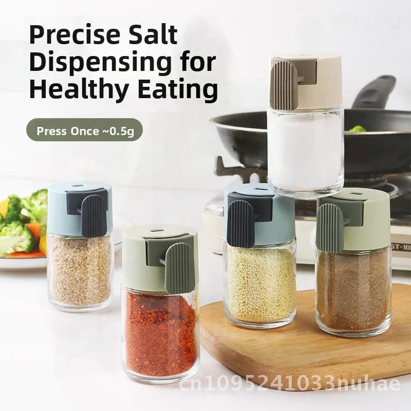 

Quantitative Salt Bottle Glass Seasoning Jar with Moisture-proof Sealed Lid Kitchen Storage Container for Solid Seasonings