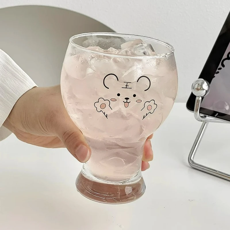 Kawaii Tiger Glasses Cup Tiger Engraved Milk Coffee Cup Cold Drink Juice Cup Water Cup Beer Glasses Cup Bar Home Accessories