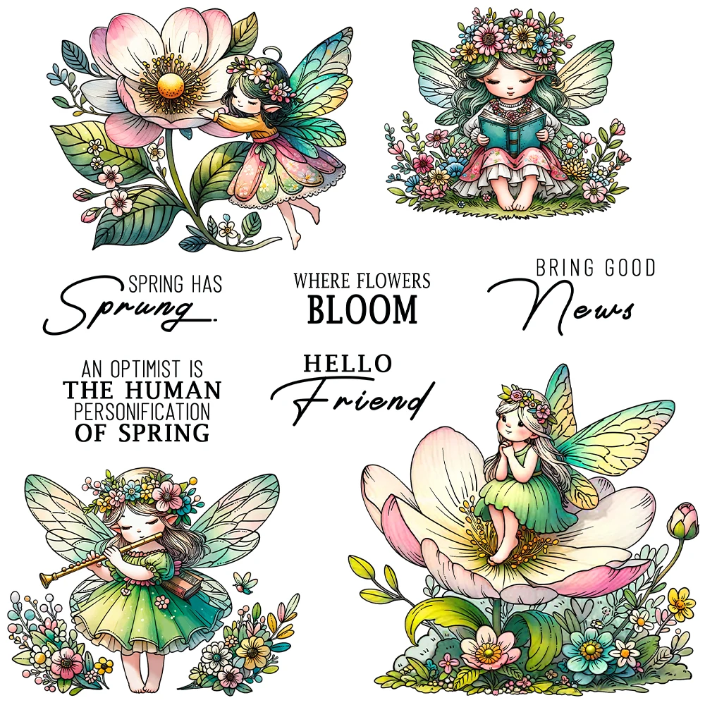 

Mangocraft весенние дни цветы фея прозрачный штамп DIY принадлежности для скрапбукинга силиконовый штамп для изготовления карт альбомы ремесла Декор