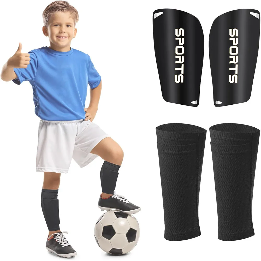 Caneleiras de Futebol para Crianças, Jovens e Adultos, com Mangas de Compressão, Equipamento de Proteção com Amortecimento em EVA para Jogos de Futebol
