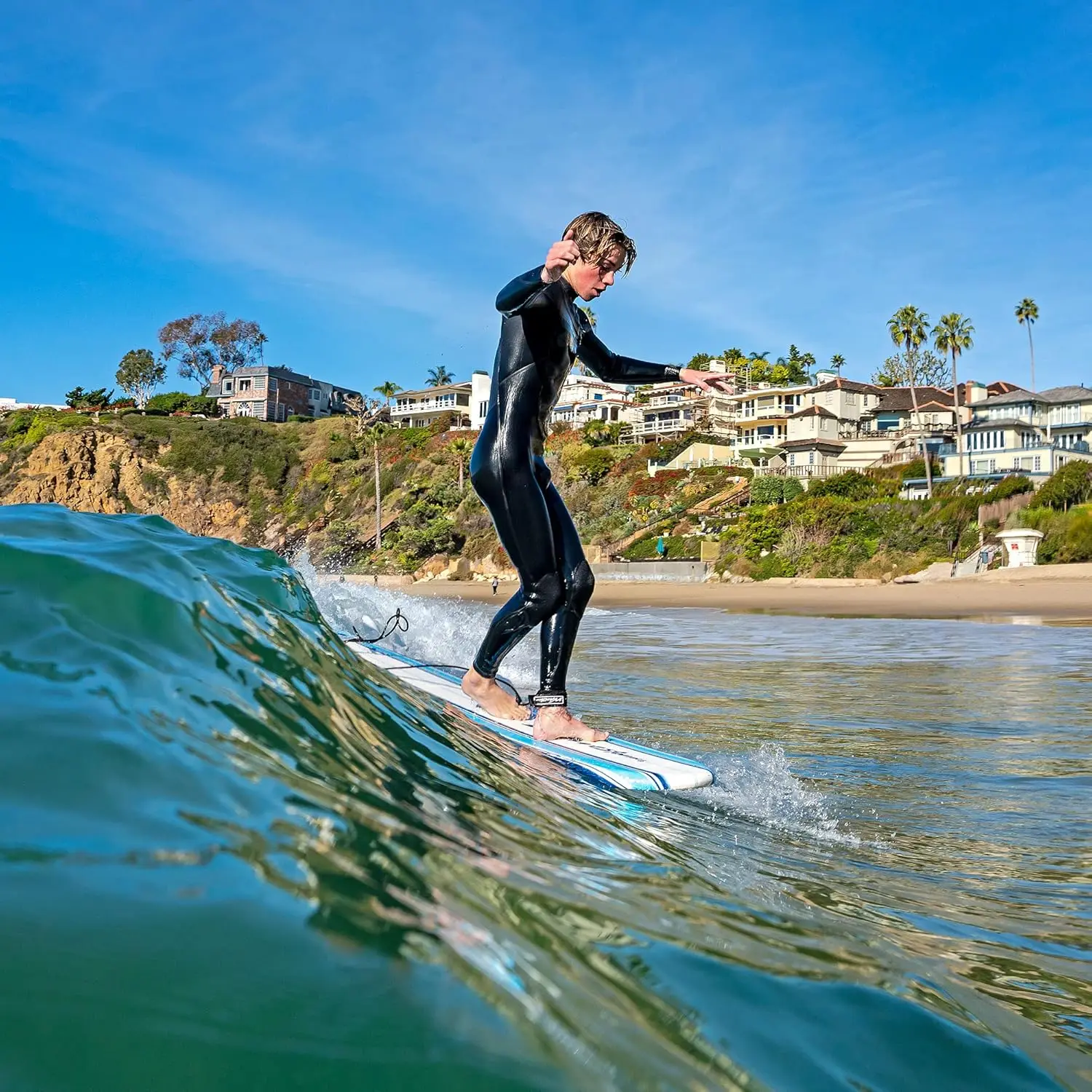 8ft Classic Surfboard // Foam Wax Free Soft Top Longboard for Adults and Kids of All Levels of Surfing