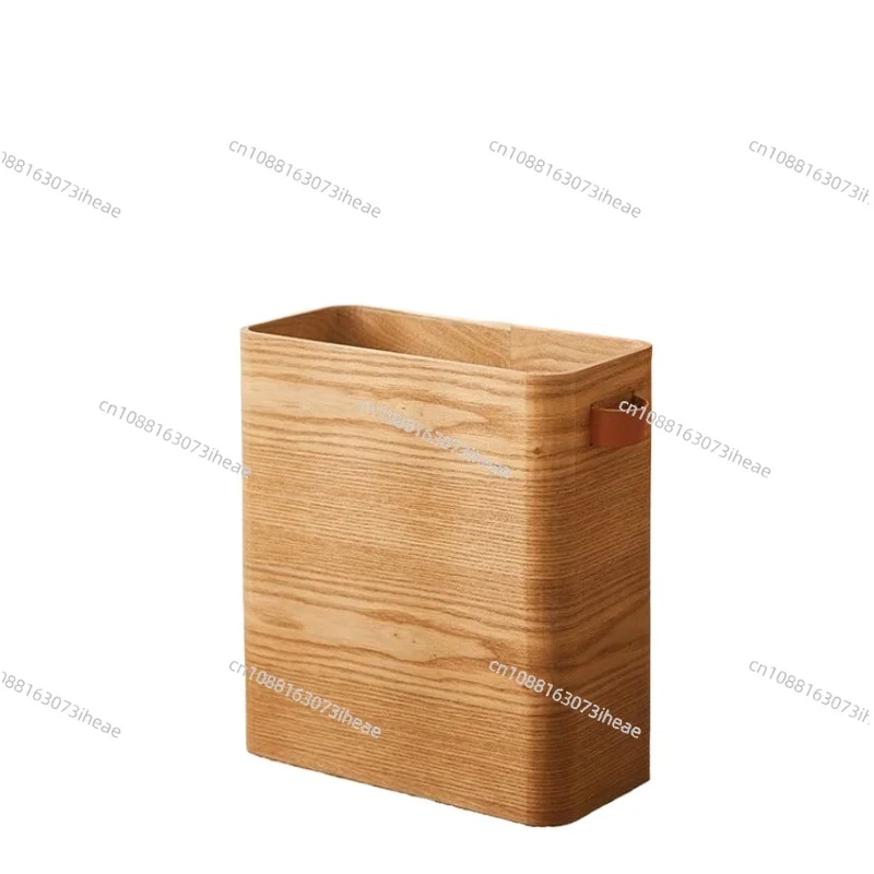 

Роскошный простой винтажный кожаный мусорный бак с пряжкой, бумажная корзина для дома, гостиной, мусорный бак, деревянные товары большой емкости, товары для дома