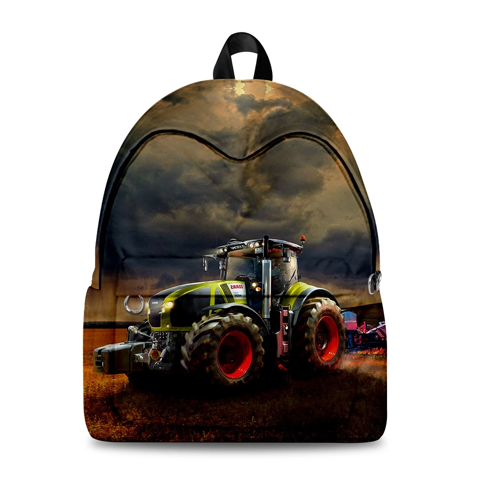 Mochila para estudiantes con diseño de Tractor divertido Popular Harajuku, mochilas para Notebook con estampado 3D, mochilas de viaje impermeables Oxford para niños y niñas