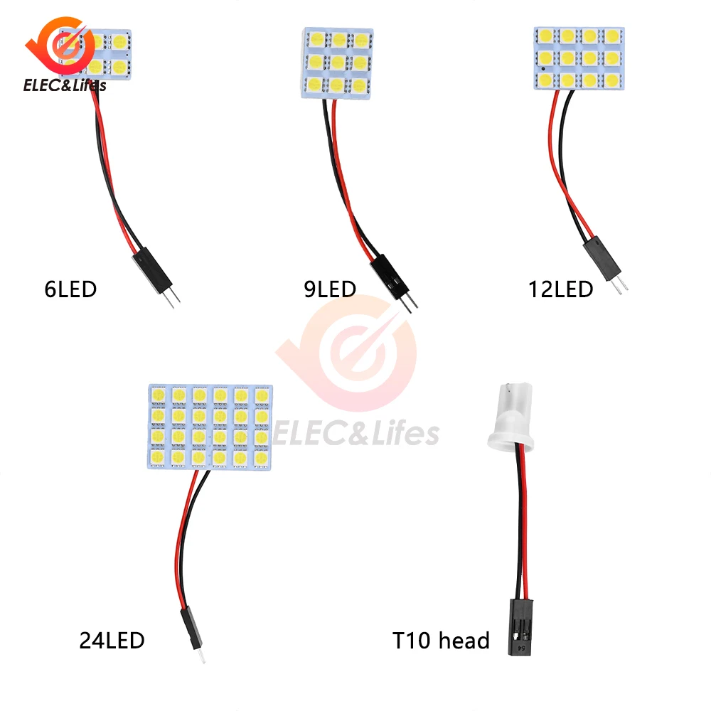 Ampoule de lecture LED pour intérieurs de voiture, lumière de panneau breton, lumière de commode, lumière de compartiment à bagages, lampe de lecture, DC 12V, 5050