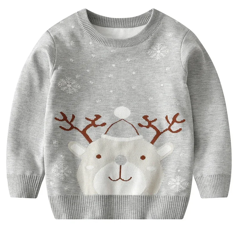 Boys Girls Christmas Reindeer Knitted Sweaters Autumn Winter Xmas Warm Pullover Kids Clothing New Baby Santa Claus Sweaters