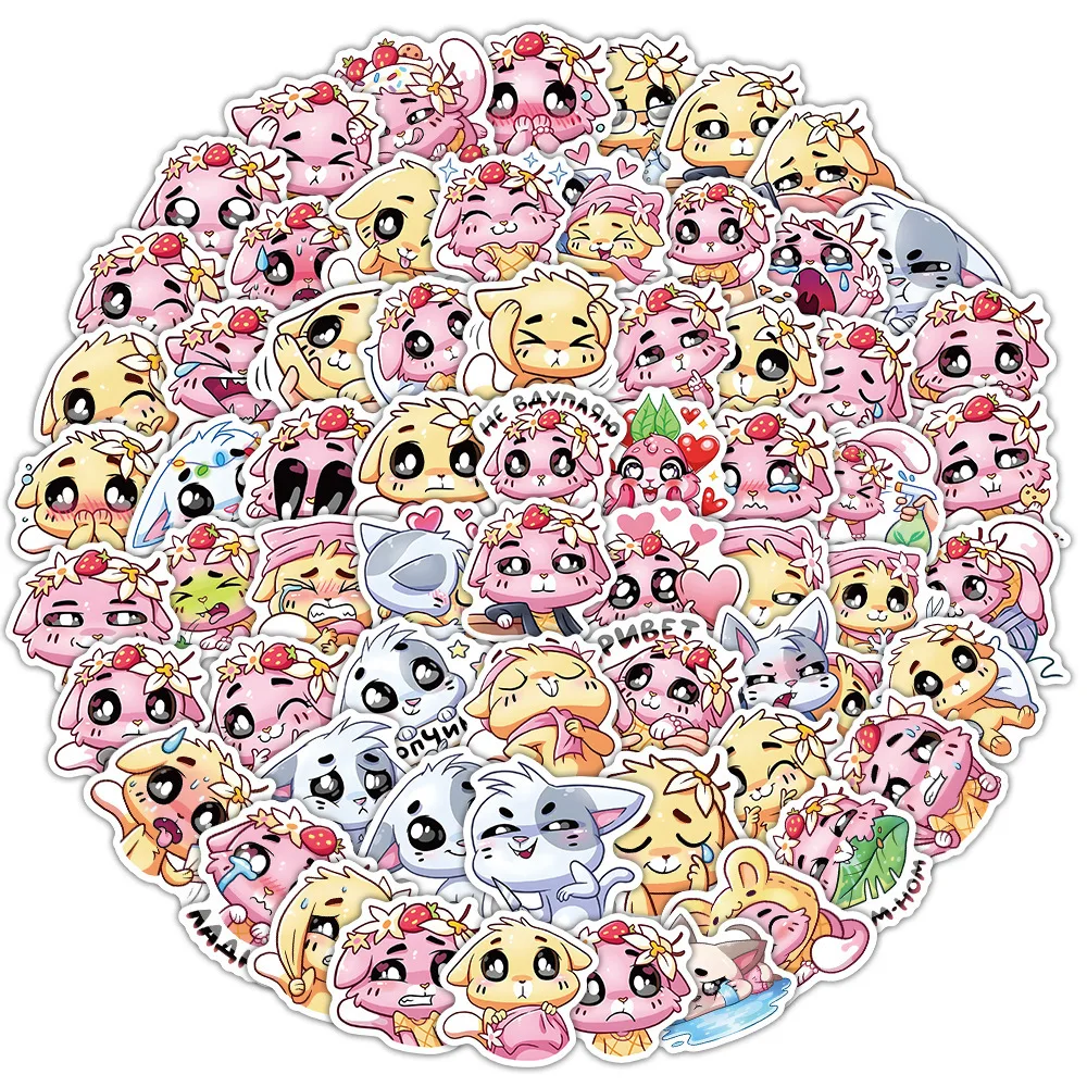 70PCS Kawaii Depressed Cat Meme Waterproof Cartoon Animal Sticker DIY Notebook Mobile Guitar Suitcase Water Cup Graffiti Kids To