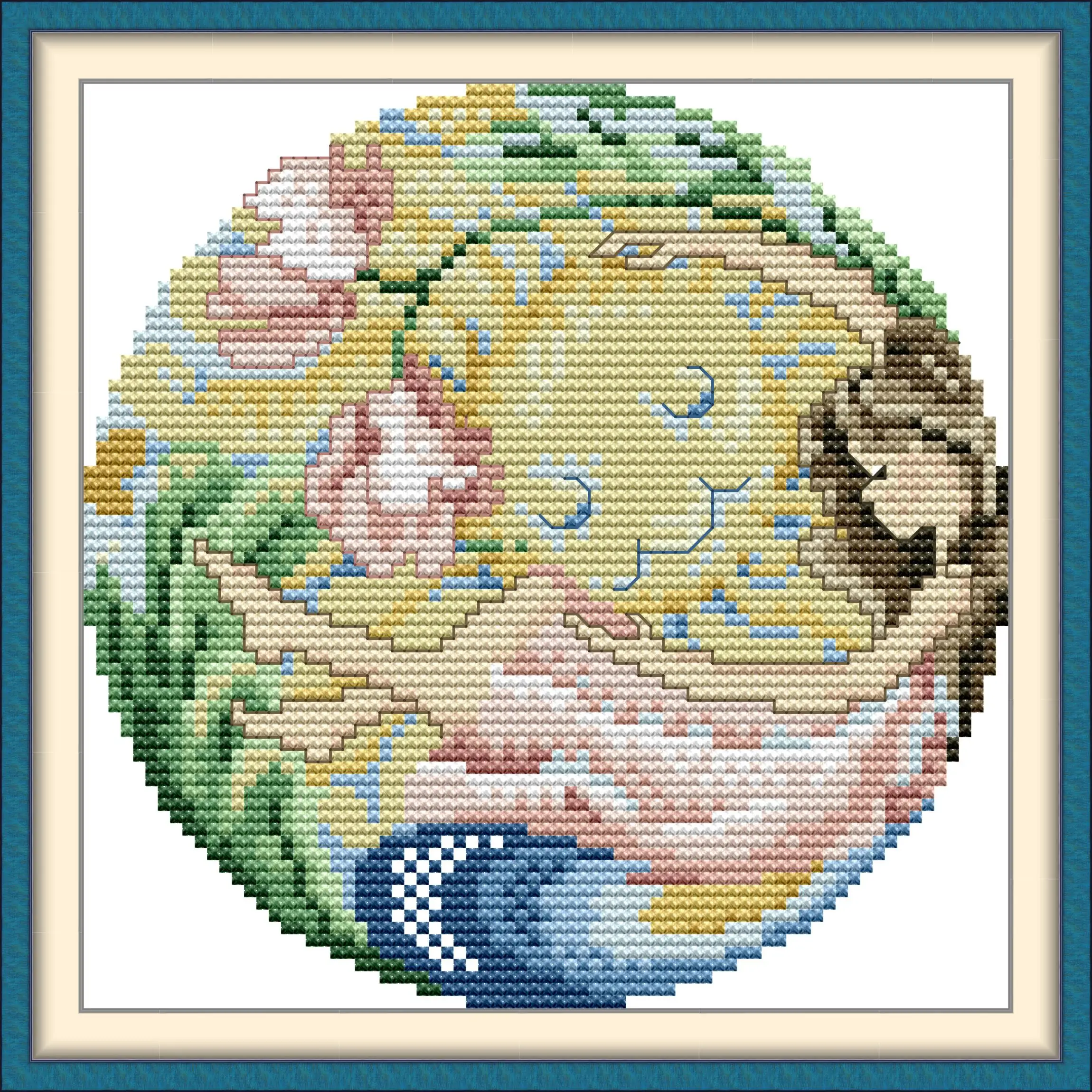 

Maydear Full Cross Stitch Kit, 11CT/14CT/16CT/9CT Aida Fabric,DMC Threads Sewing Pattern Embroidery Set-Embracing the Sun