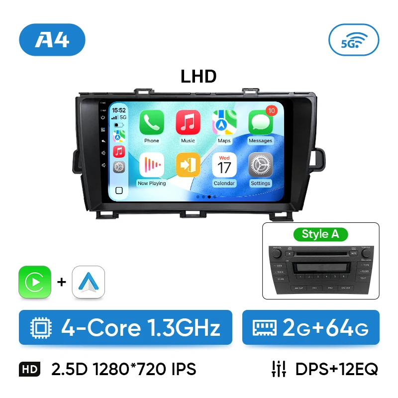 Ainavi Autoradio Voor Toyota Prius 2009 2010 2011 2012 2013 2015 XW30 Draadloze Carplay Android Auto Multimedia Speler 2 Din