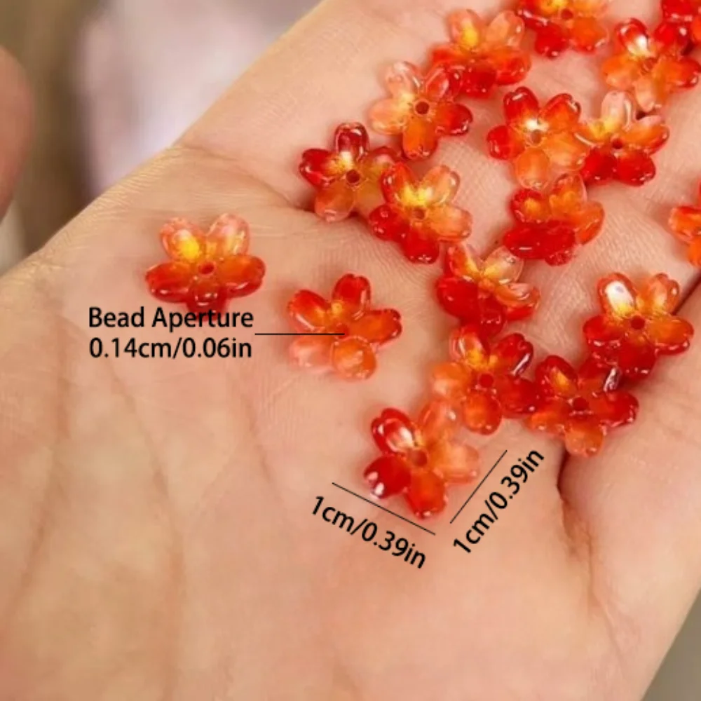 100 шт., градиентные цвета, восточные вишневые бусины, ручная работа, 3D мини-разделитель Сакура, свободные бусины, каваи, прозрачные