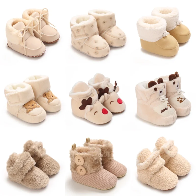 Winter Apricot Baby Cute Shoes for Boys and Girls Walking Shoes Comfortable and Soft Preschool 0-18M Newborn Warm Knitted