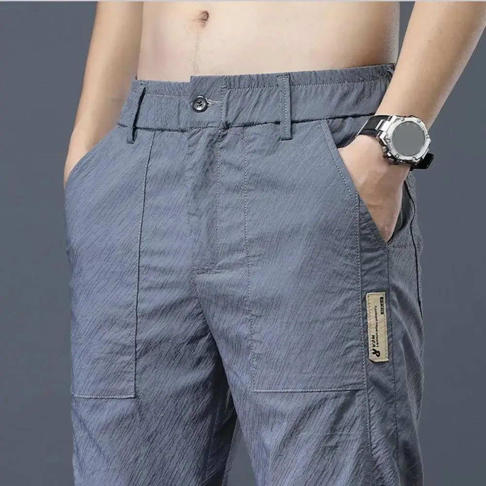 

Everyday Wear Men Trousers Casual Trousers Stretchy Waist Slim Fit Men's Pants with Pockets for Casual Daily Wear Quick-drying