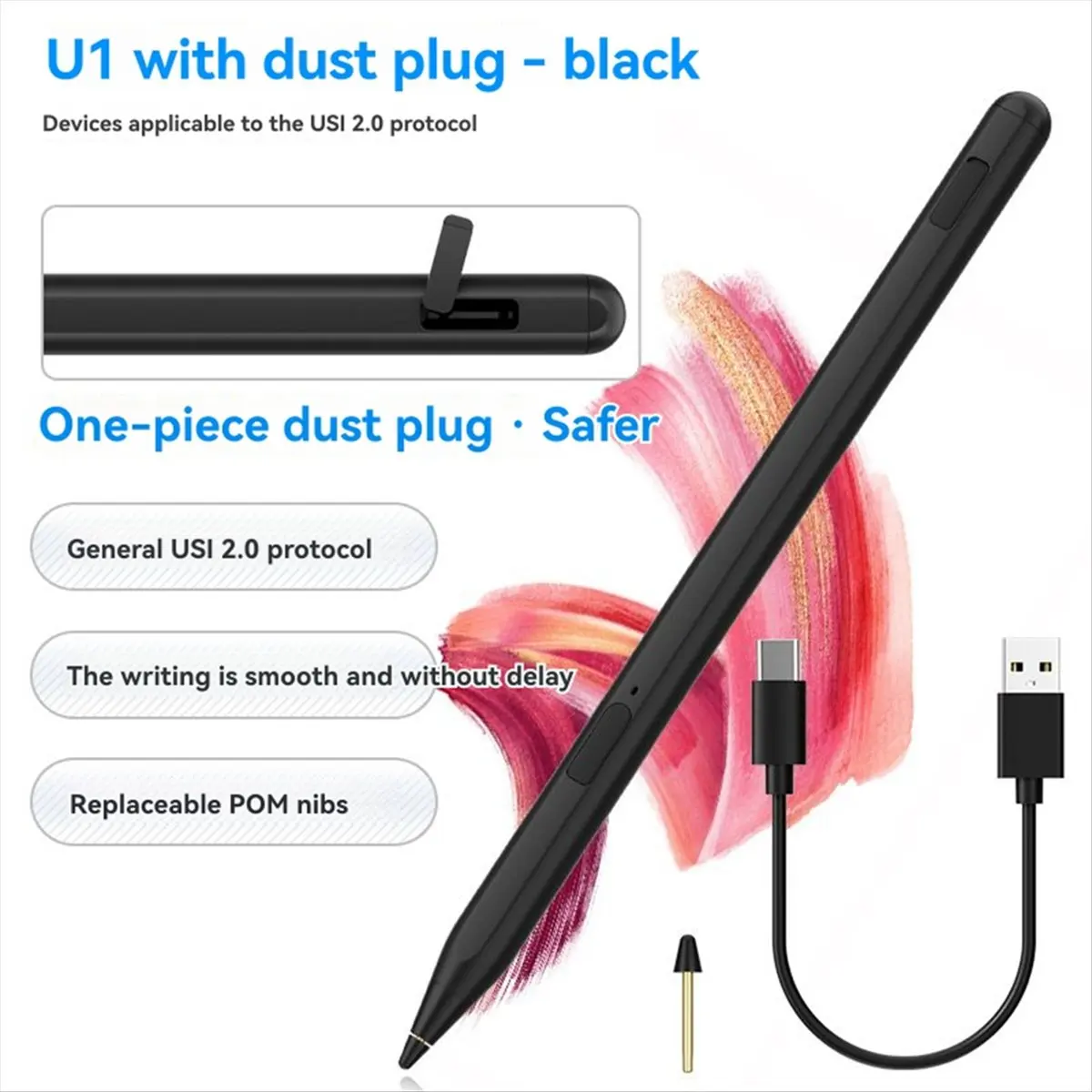 L72A B-est  2.0 Stylus Pen for Chromebook and Fire Max 11,with Tilt Support,4096 Pressure Sensitivity Black
