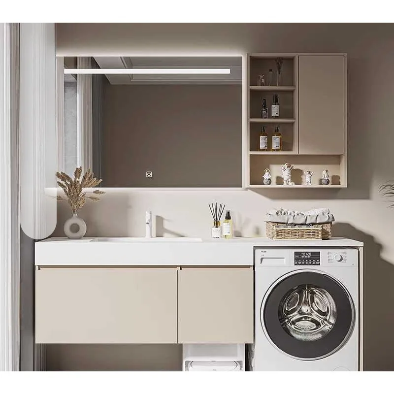 

Rock slab seamless countertop integrated washing machine balcony bathroom cabinet sweeping robot toilet washbasin