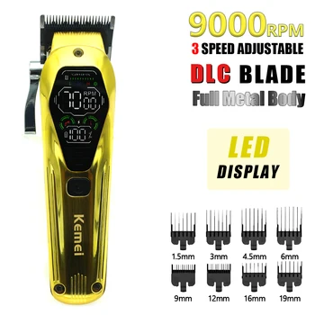 High Power Full Metal DLC Blade LED Display Professional Hair Cutting Hair Trimmer