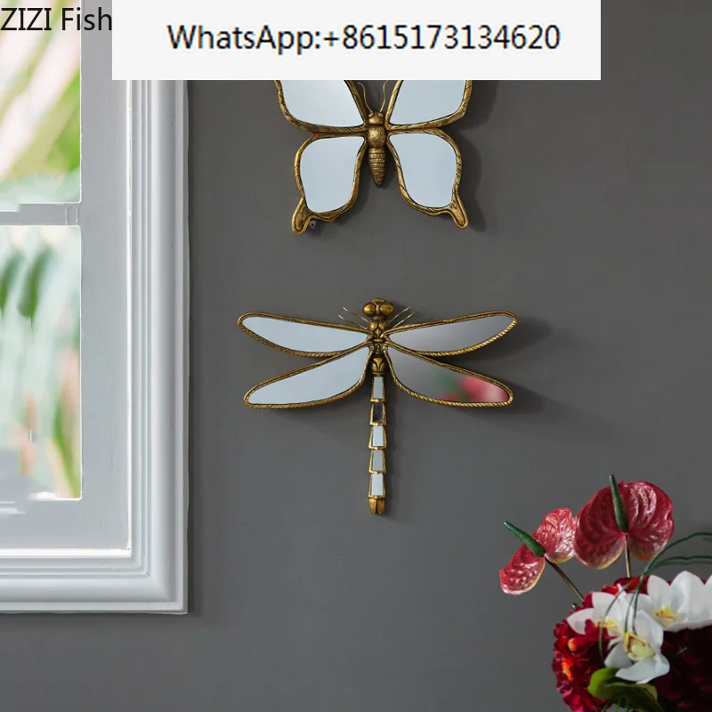 

Wall Hanging Background Wall Mirror Metal Retro Insect Wing Dragonfly Butterfly Modern Home Decoration Hanging Decor Bedroom