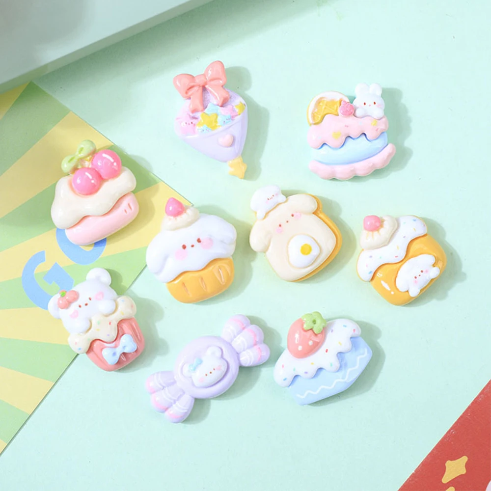 

10Pcs Kawaii DIY Colorful Jewelry Accessories Headband Hair Clip Phone Case Shoes Decorate Cream Gum Resin Accessories Girl Gift