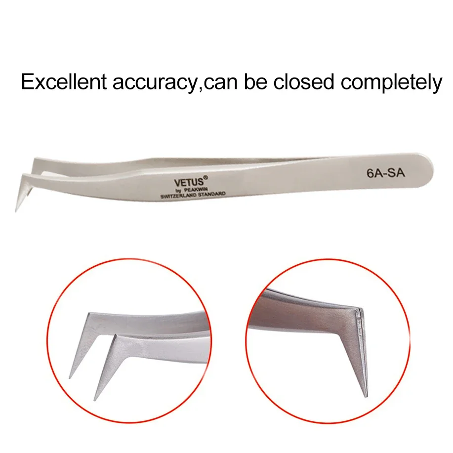 VETUS Stainless Steel Tweezers High Precision Set Eyelash Extension 3d Eyelashes Extensions Vetus Tweezer Tools Pincet