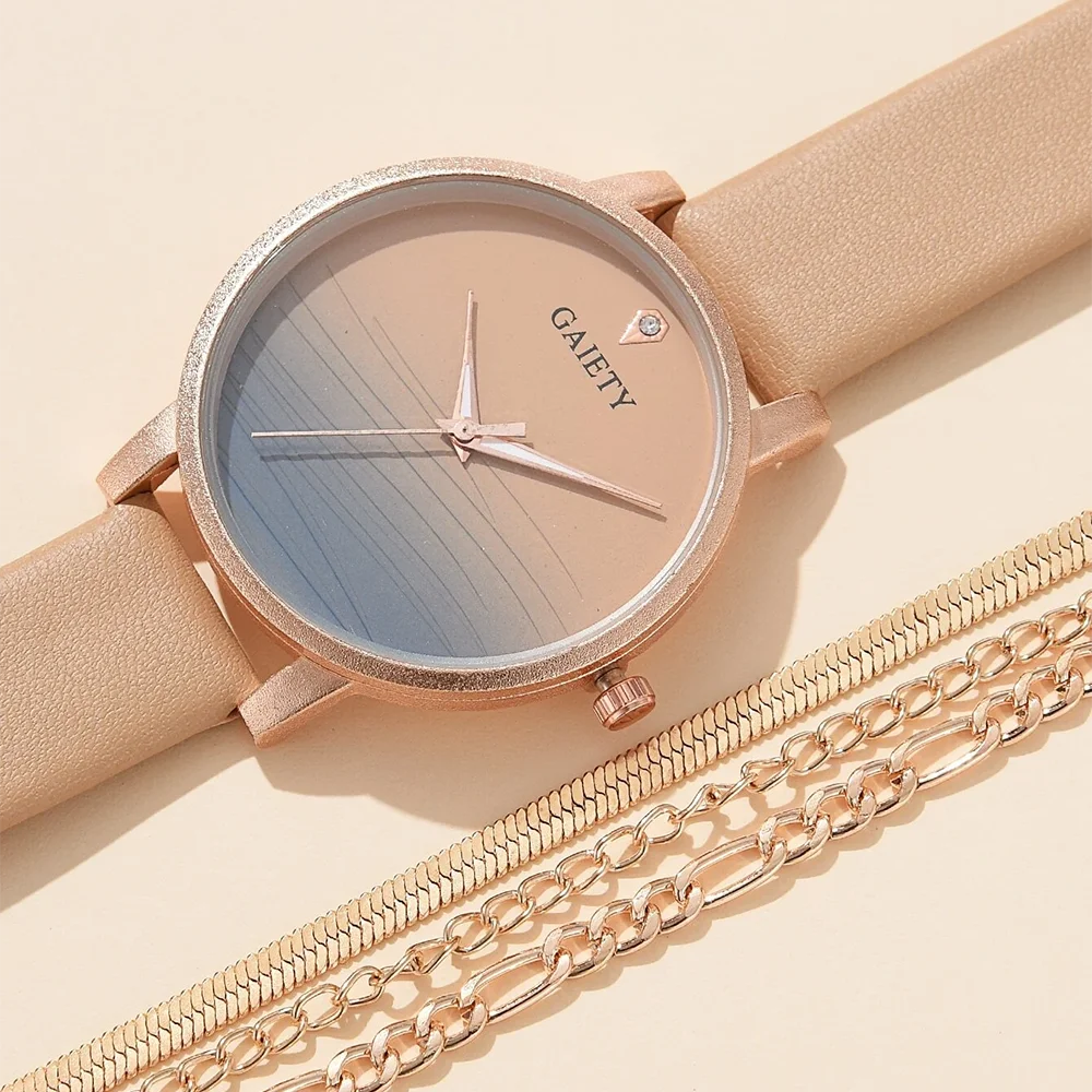 GAIETY Elegant Simplicity Ladies Dress Wristwatches Women Fashion Watches Luxury Casual Gradient Colours Female Quartz Leather