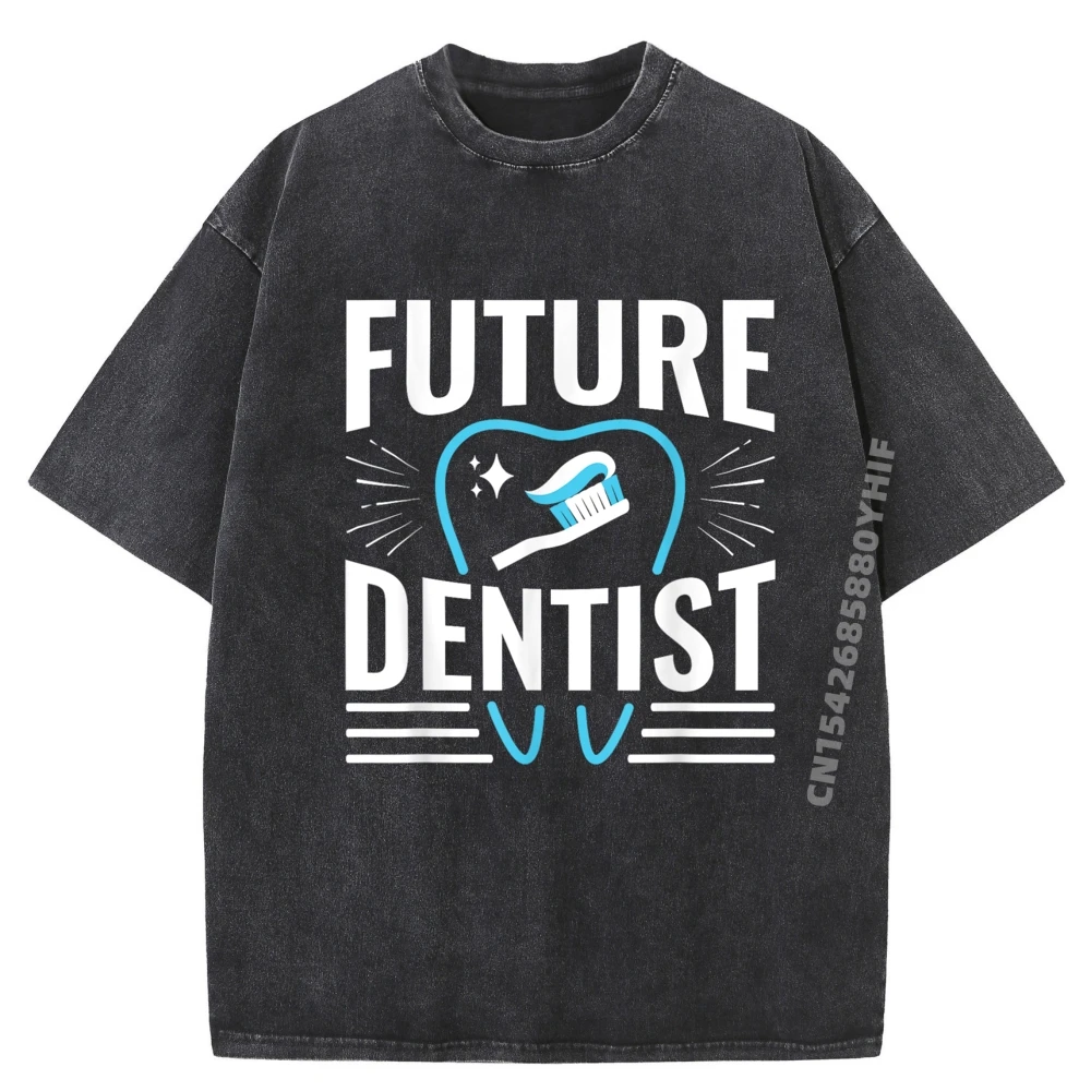 

Mens Graphic Tees Future Dentist Black T Shirt Men's Cotton Comfortable Printed T-Shirt Classic Washed Clothes