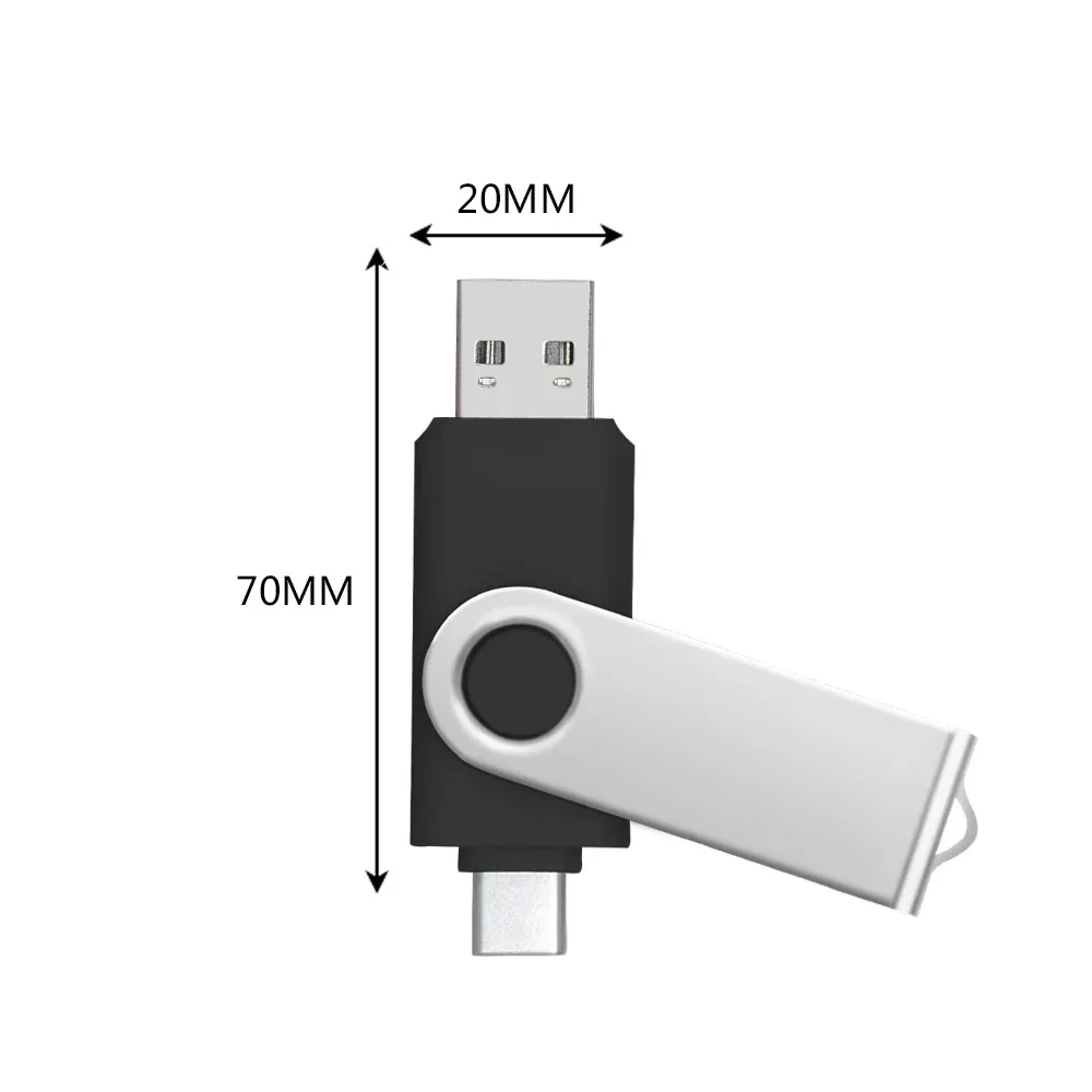 Flash Drive Usb Tipe C logam tahan air, stik memori logam 2 In 1 2.0 kualitas tinggi 4GB 8GB 16GB 32GB untuk PC/Smart TV