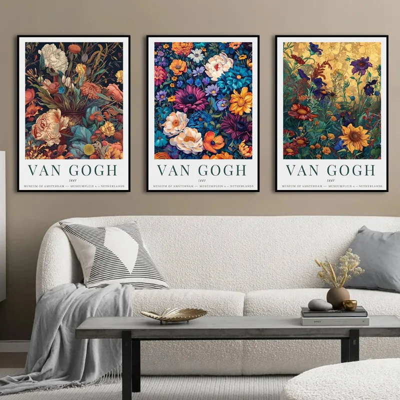 Van Gogh Classics Artwork Garden At Arles Flower Plant Posters and Prints Canvas Printing Wall Art Picture for Living Room Decor