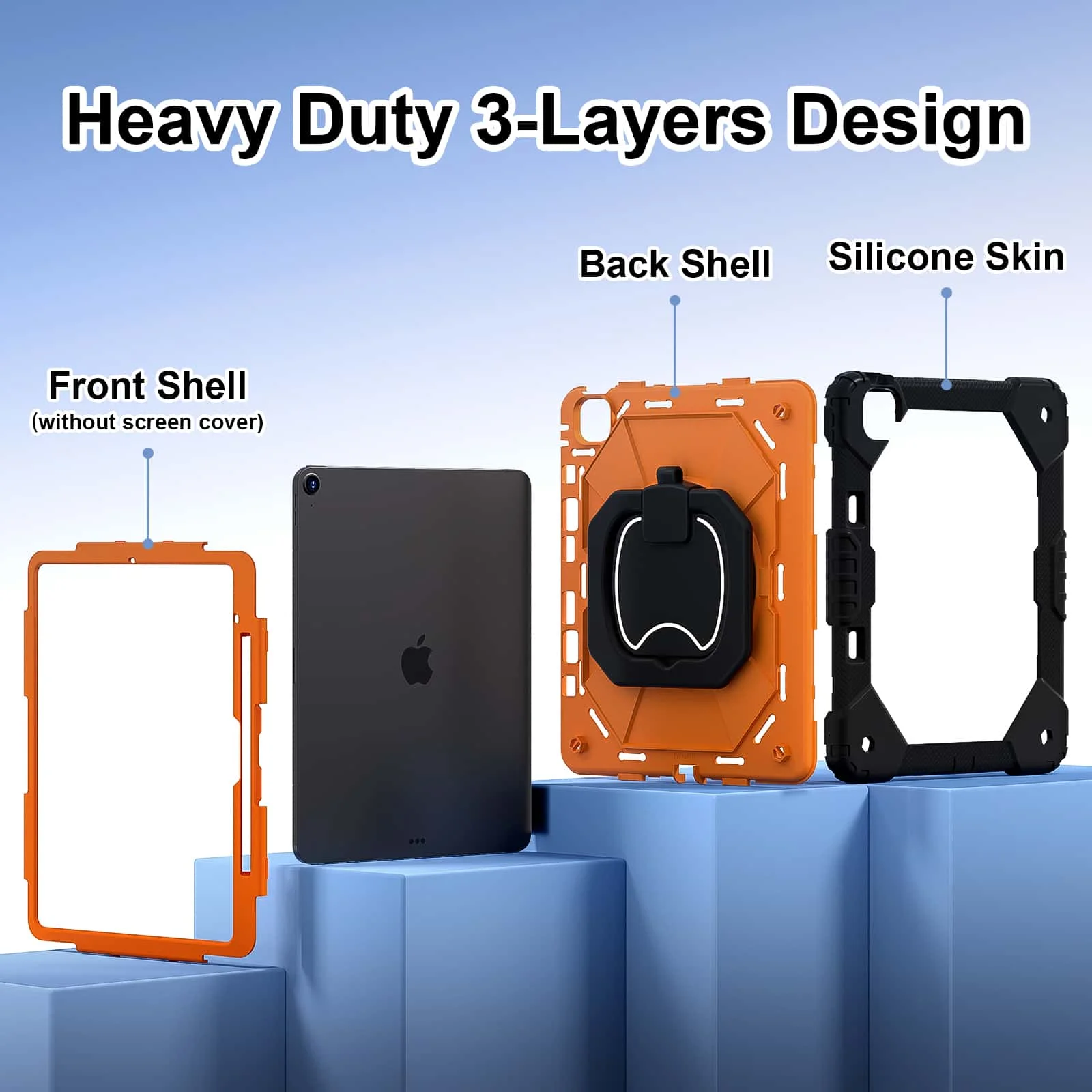 For iPad Pro 13 M5 Air 13 M4 M3 M2 Case with Pencil Holder 360 Rotating Foldable Stand Full Body Heavy Duty Shockproof Cover