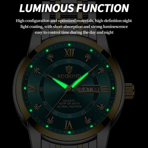 Imagen 2 del producto Nuevos regalos, Reloj informal de negocios con diamantes, Reloj de lujo para Hombre, relojes automáticos, relojes de pulsera de cuarzo a la moda para Hombre, Reloj dorado para Hombre