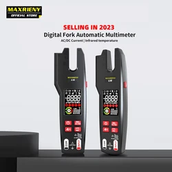 Digital Fork Clamp Meter 600A Current Open Jaw Ammeter Multimeter DC AC Current Hz Electrical Tester with Rechargeable Battery