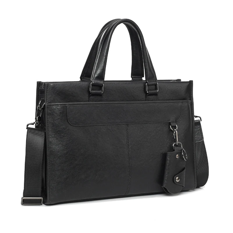 กระเป๋าเอกสารหนังแท้หรูหราสําหรับ Man Cowhide ชั้น Vintage Executive กระเป๋าถือ Messenger แล็ปท็อปไหล่กระเป๋าธุรกิจ