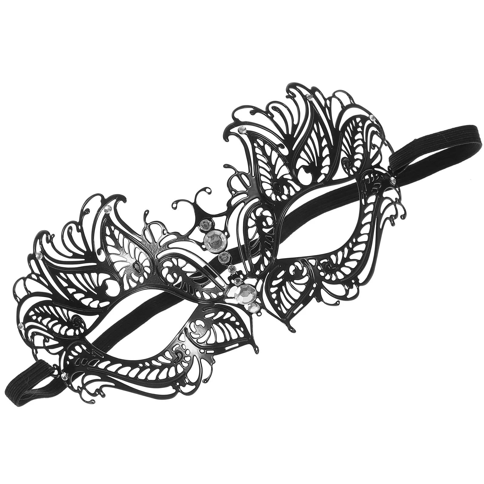 

Half Face Black Eye Mask Masquerade Costume Halloween Props Cosplay Metal Masks for Women Lovers