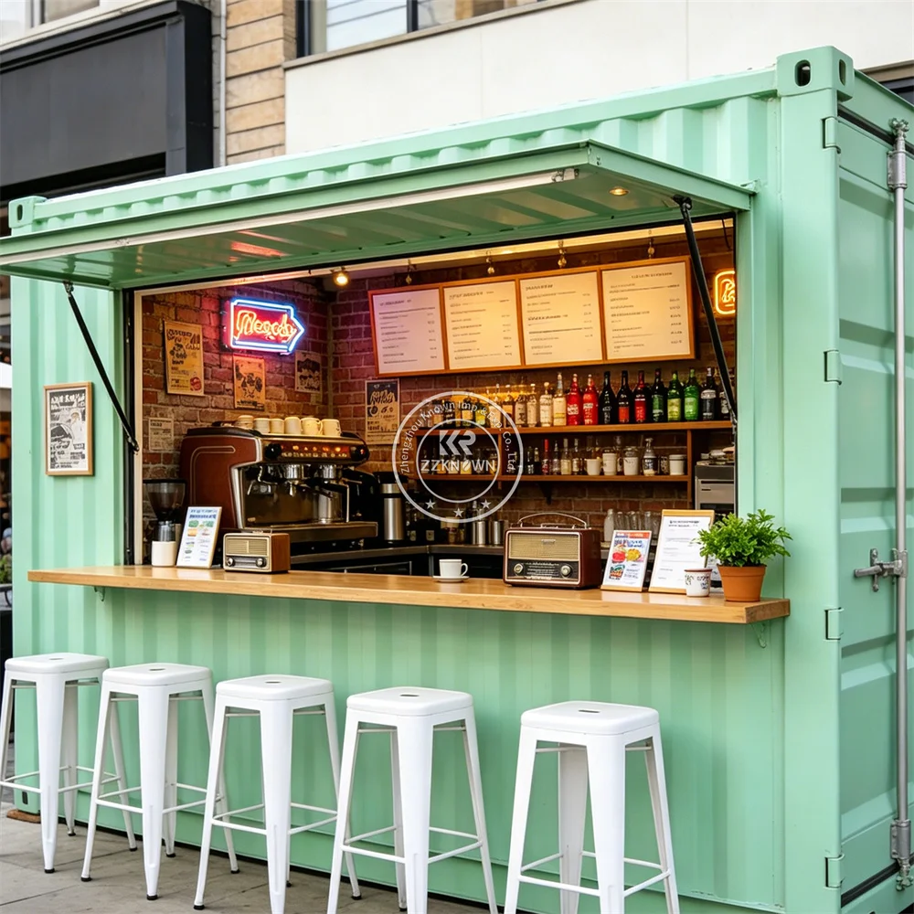

Customized Mobile Container Food Truck Street Beverage Coffee Tea Smoothie Kiosk Container Bar Shop With Kitchen Setup