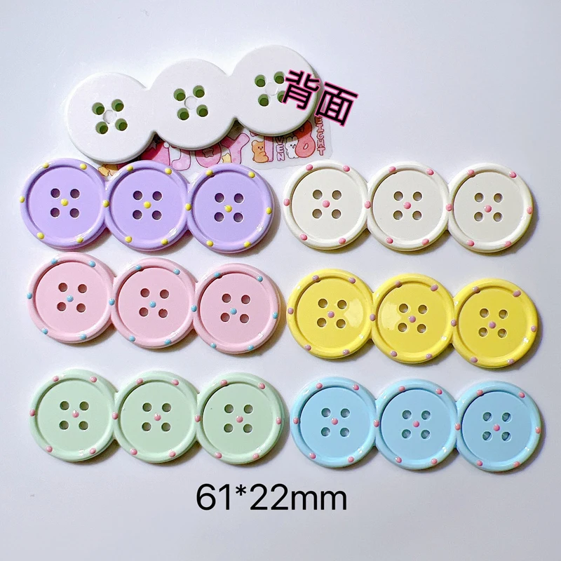 61X22MM 20PCS Three Sided Button Plastic Accessories DIY Hand Stitched Flat Bottom Children's Hair Accessory Stitched Shoe