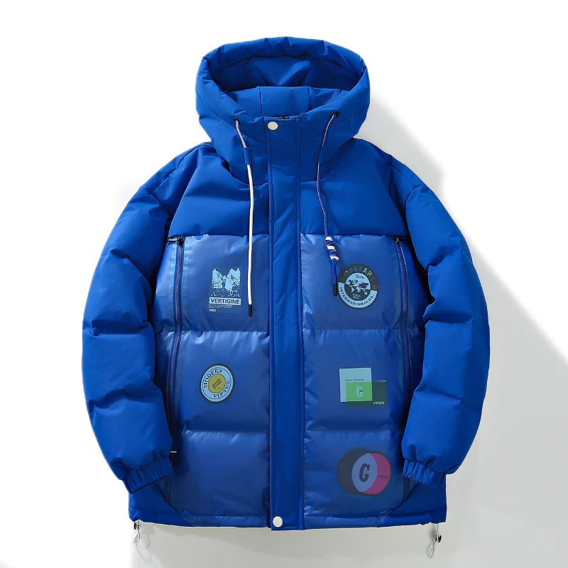 White Eiderdown Down Jacket Men Winter Hooded New High Quality Thick Warm Academy-style Loose Windproof Coats Man Dropshipping