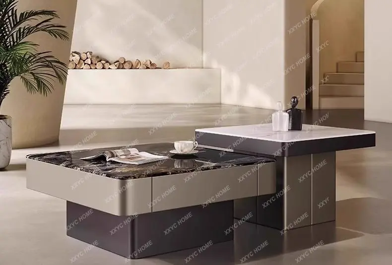 

L Square Coffee Table Combination Modern Simple Household Small Apartment Living Room Marble Tea Table